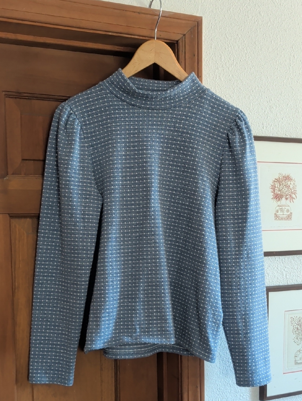 Madewell Blue Textured Mock Neck Men's Sweater